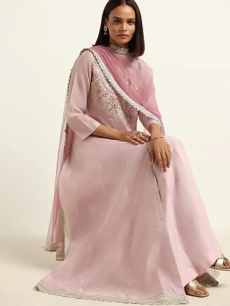 Vark Light Lilac Kurta, Skirt & Dupatta Set