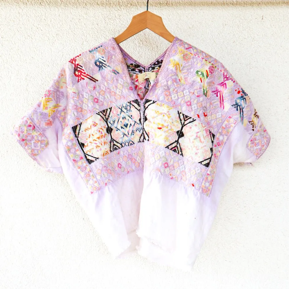 Vintage Huipil Top – Handwoven Mayan Blouse from Nahuala