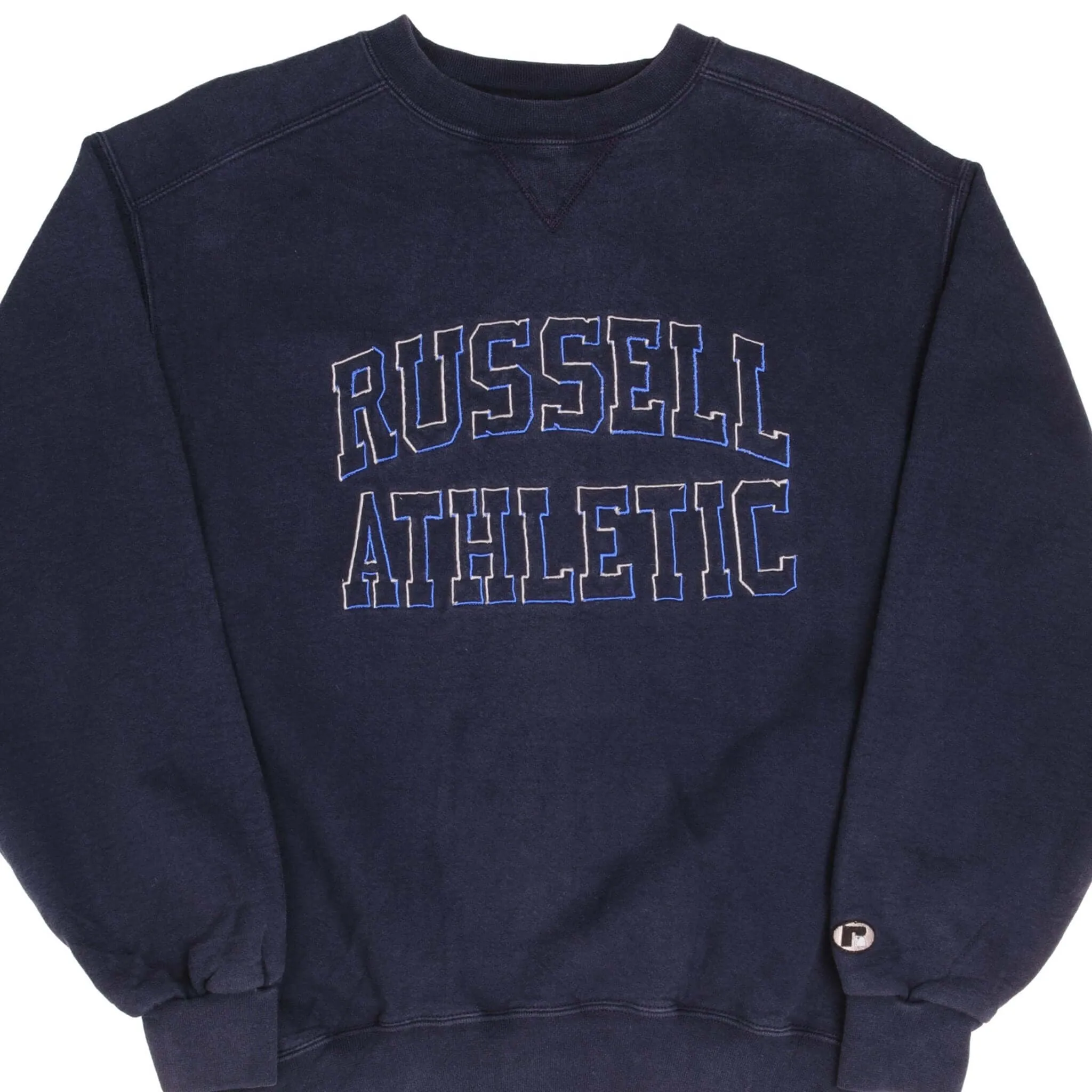 VINTAGE RUSSELL ATHLETIC SPELLOUT SWEATSHIRT 1990S MEDIUM MADE IN USA