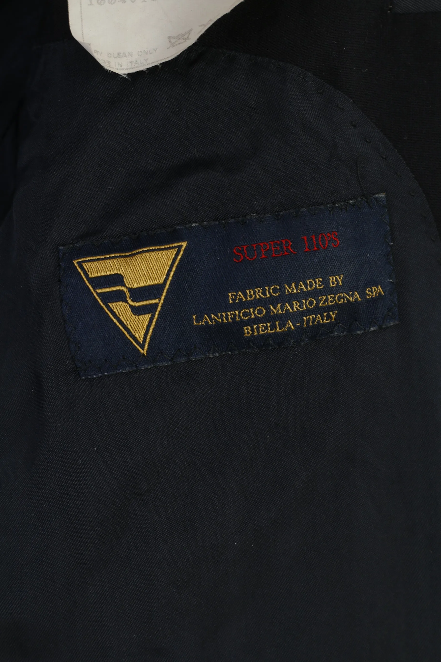 Vivaldi Men 52 Blazer Navy Blue Collar Breasted Wool Super 110'S Lanificio Mario Zegna Spa Buttons Elegant Vintage Top