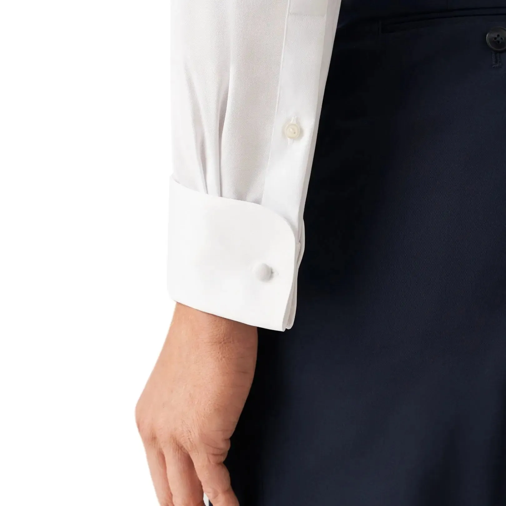 White Slim Fit Double Cuff Shirt