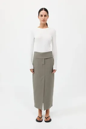Wide Waistband Column Skirt Smokey Olive
