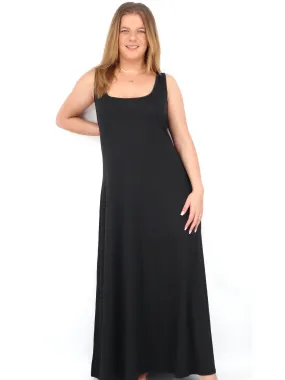 Women's Plain Solid Tank Dress,Black