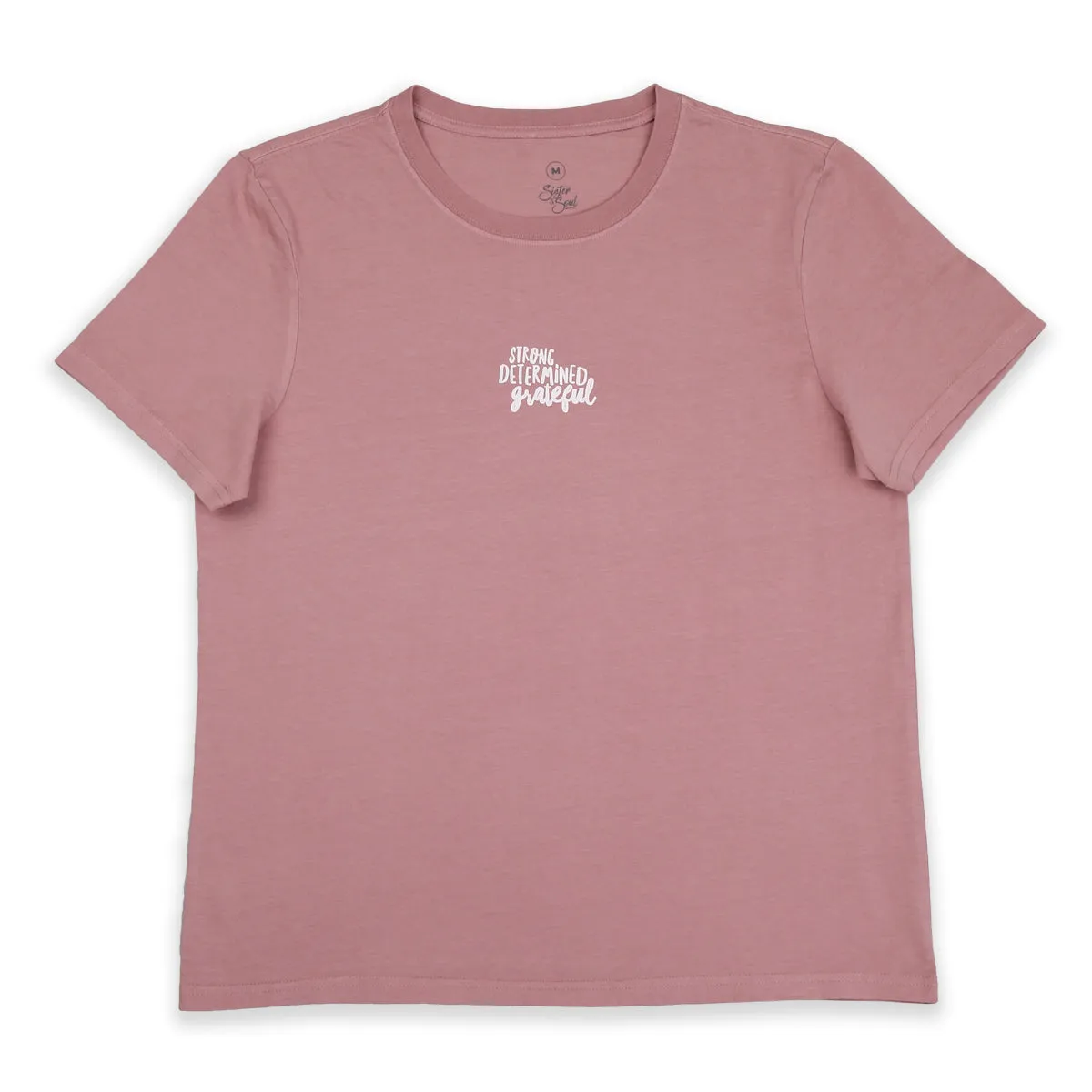 WORTHY BEAUTIFUL BRAVE - Dusty Rose Boxy Tee - White Print
