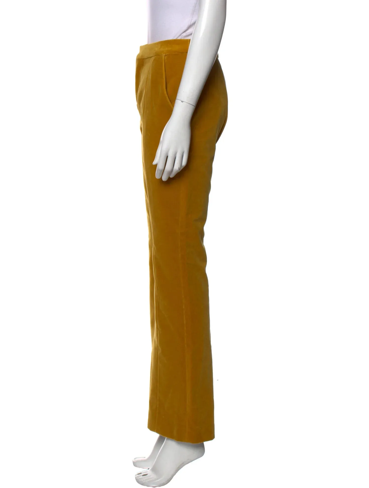 Yellow Velvet Wide Leg Pants - S