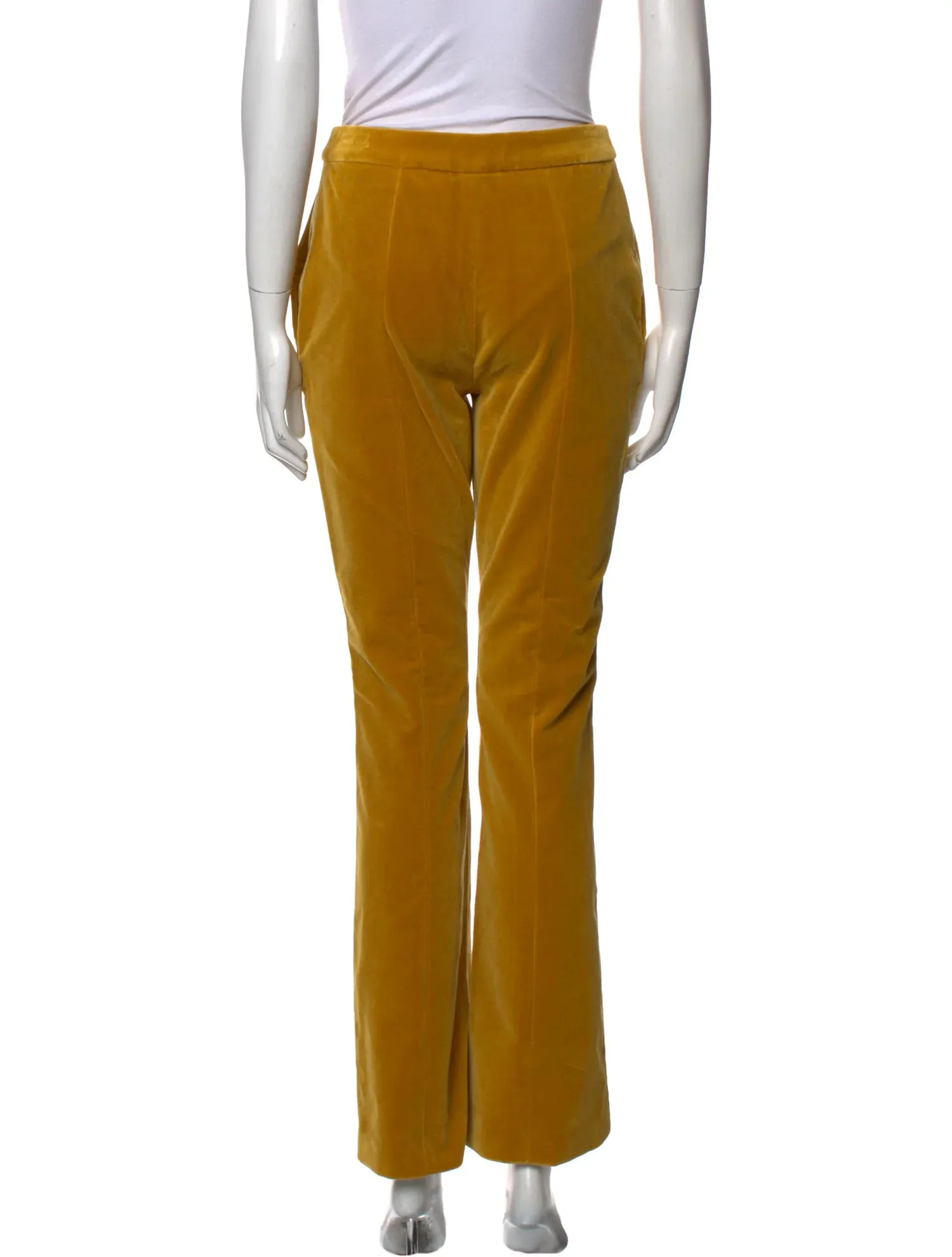 Yellow Velvet Wide Leg Pants - S