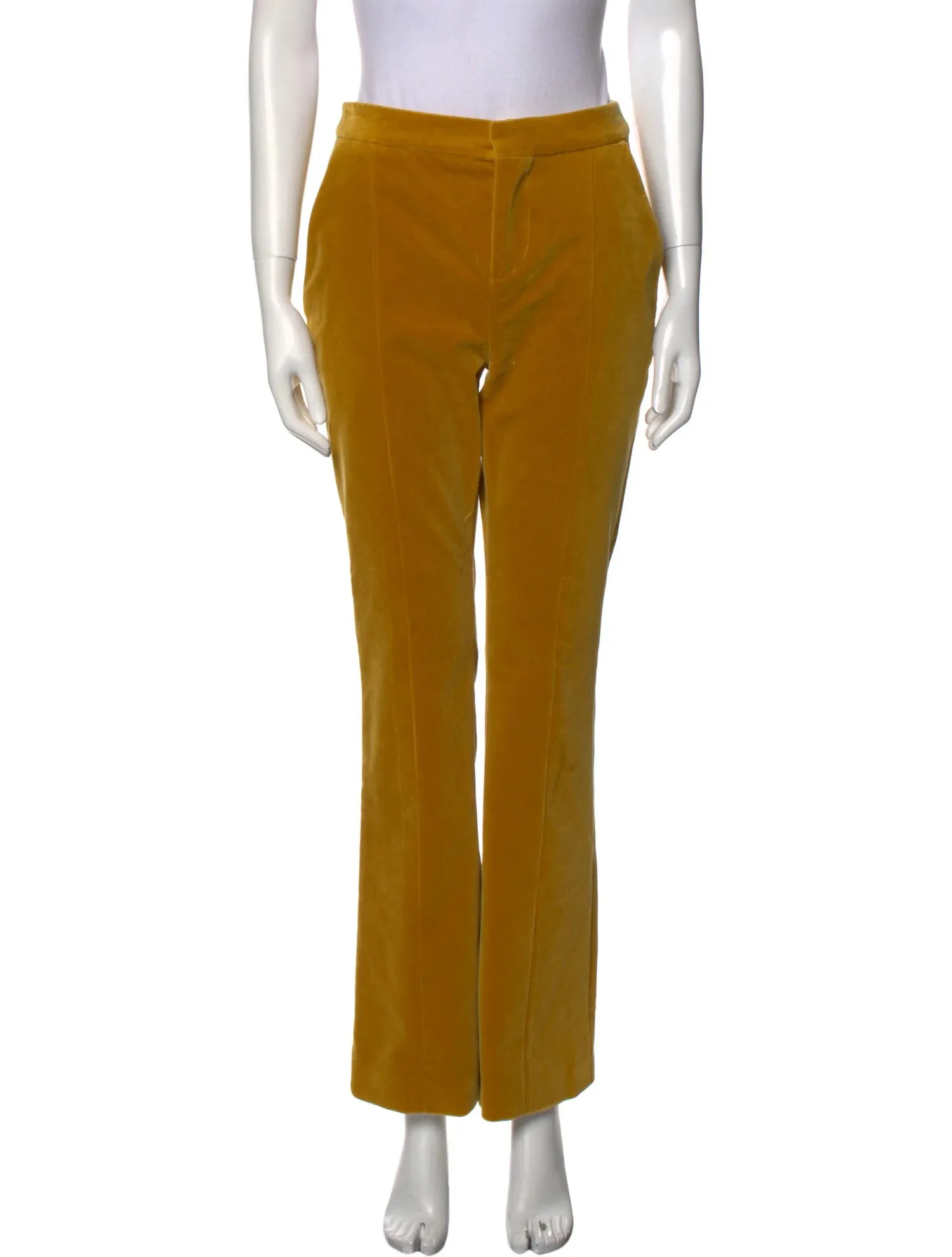 Yellow Velvet Wide Leg Pants - S