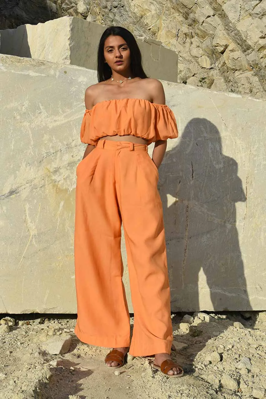 Zadaka Orange Flared Pants